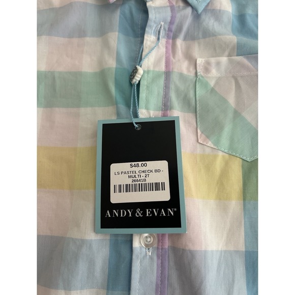 Andy & Evan Kids Pastel Check Plaid LS Button Down Shirt Size 2T NWT - Picture 7 of 9